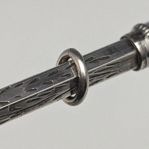 British Antique Silver Plate Mechanical Pencil Glass Decoration Telescopic 43-59mm